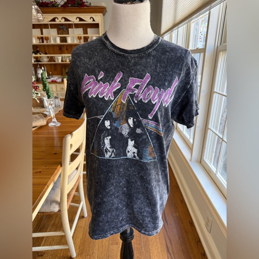 Pink Floyd Dark Side of the Moon Graphic T Shirt S/M Acid Washed Black Unisex